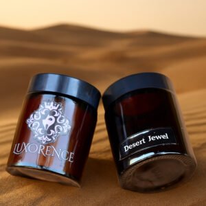 Desert Jewels – 100ml Scented Candle – Where golden sands meet smoky warmth.